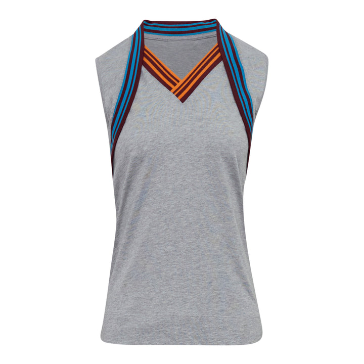 Contrast Stripe Heart Neck Tank