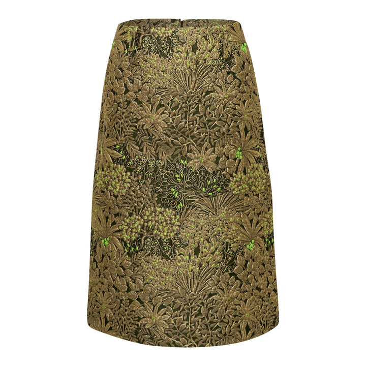 Floral Jacquard A-Line Skirt