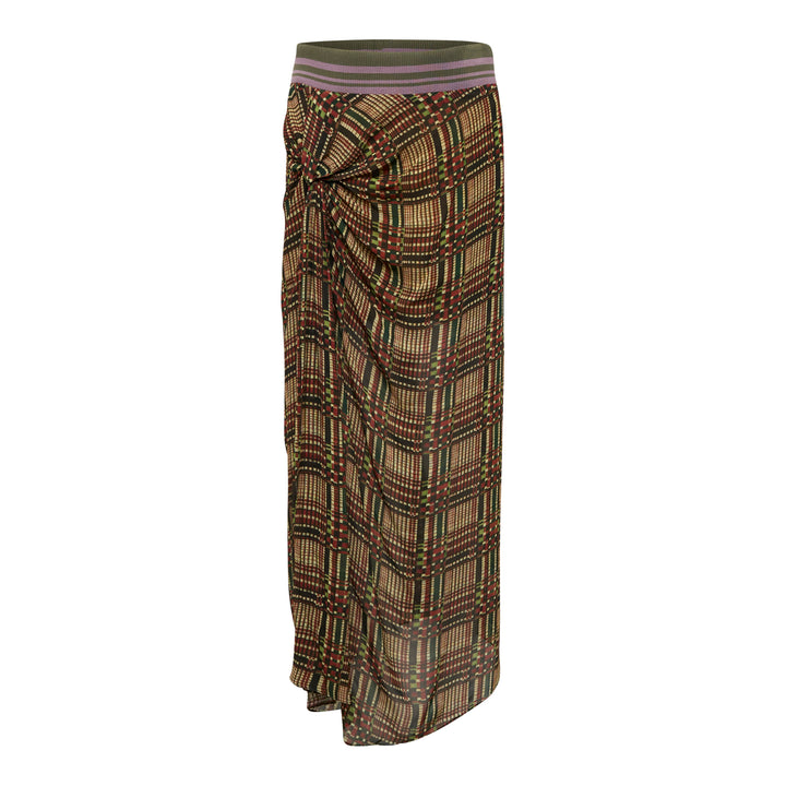 Draped Knot Midi Skirt