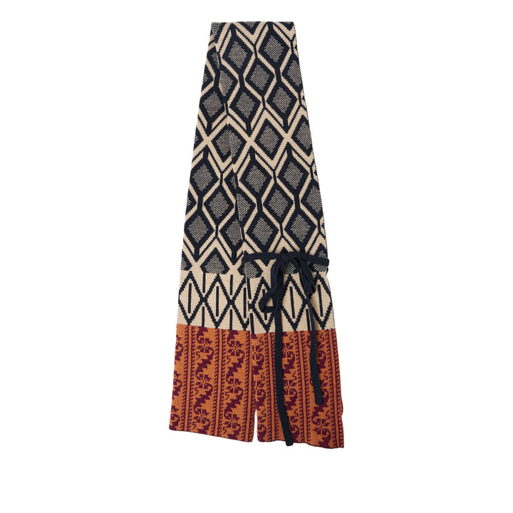 Geometric Patchwork Knit Scarf