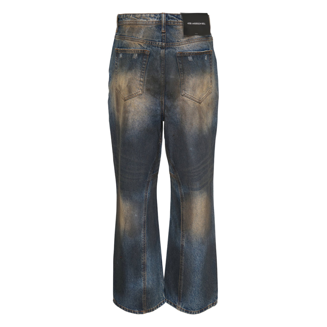 Coated Blue Wide-Leg Jeans