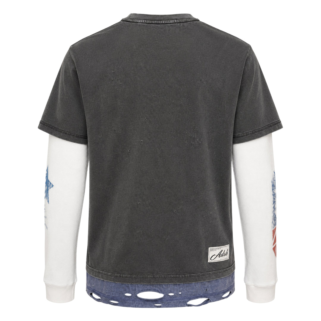 Distressed Layered Long Sleeve Tee