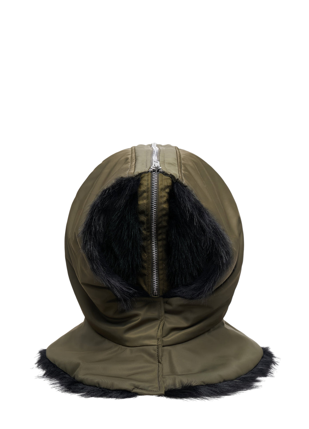 Split Faux Fur Zip Hood Bomber