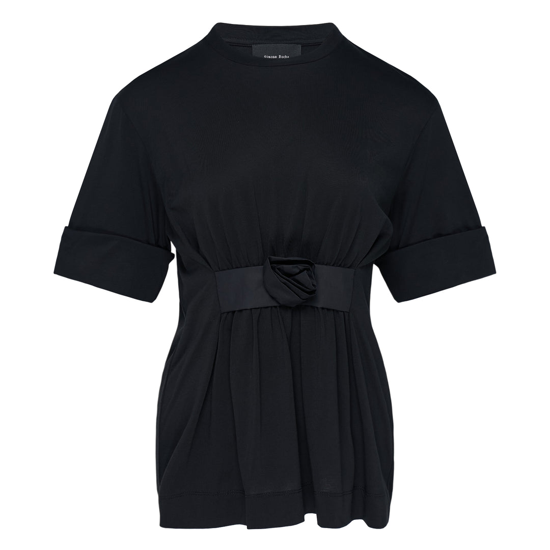 Gathered Rose Wire Sleeve Tee