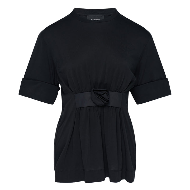 Gathered Rose Wire Sleeve Tee
