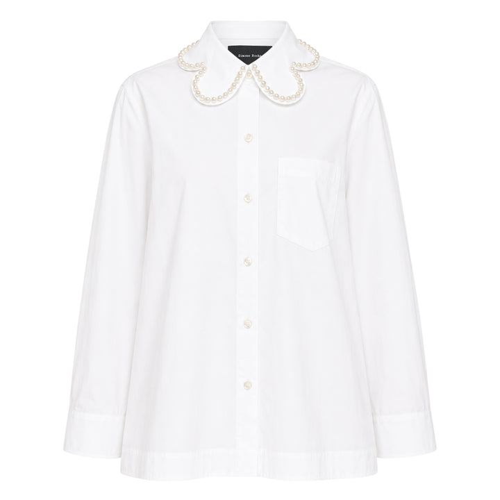 Pearl Collar Masculine Blouse
