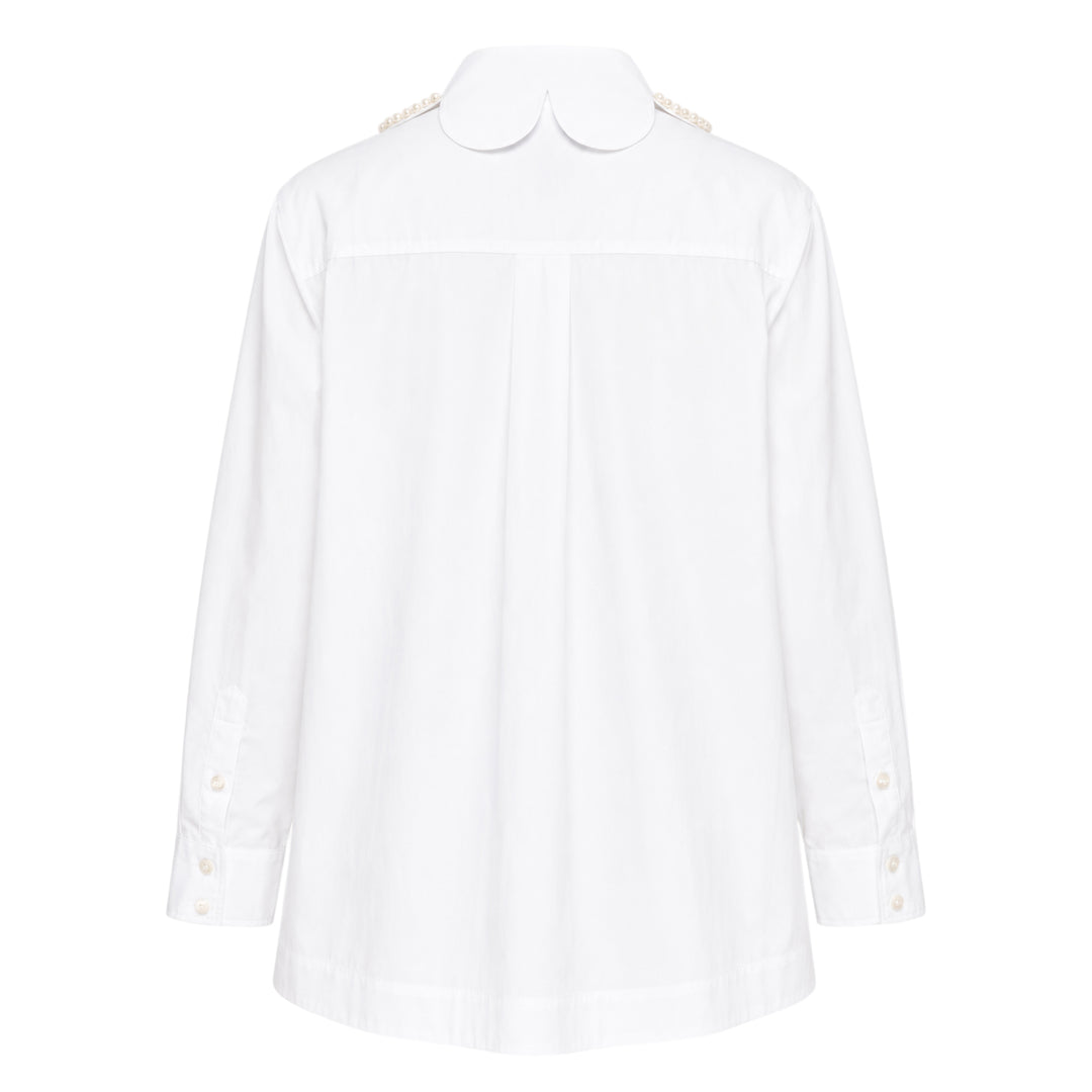Pearl Collar Masculine Blouse