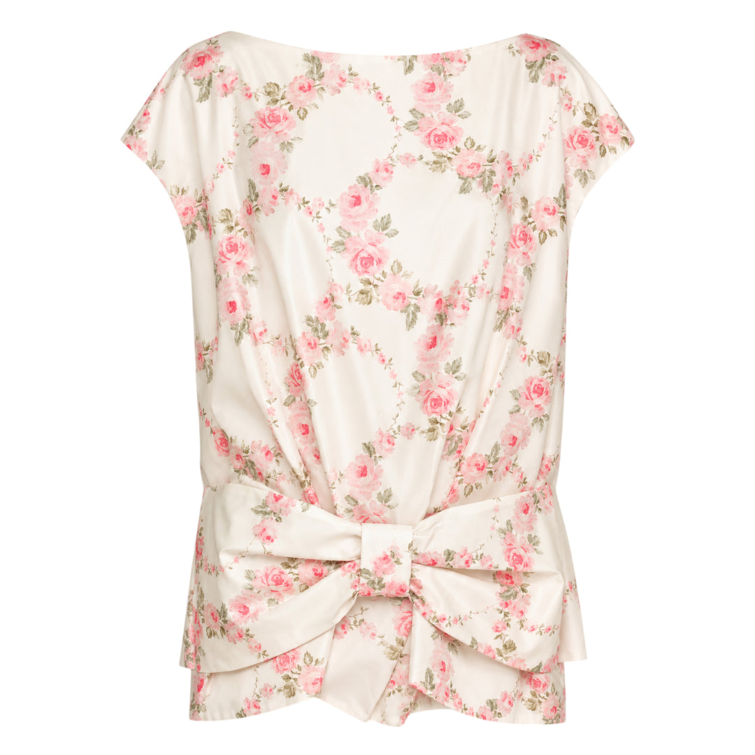 Boxy Peplum Bow Top