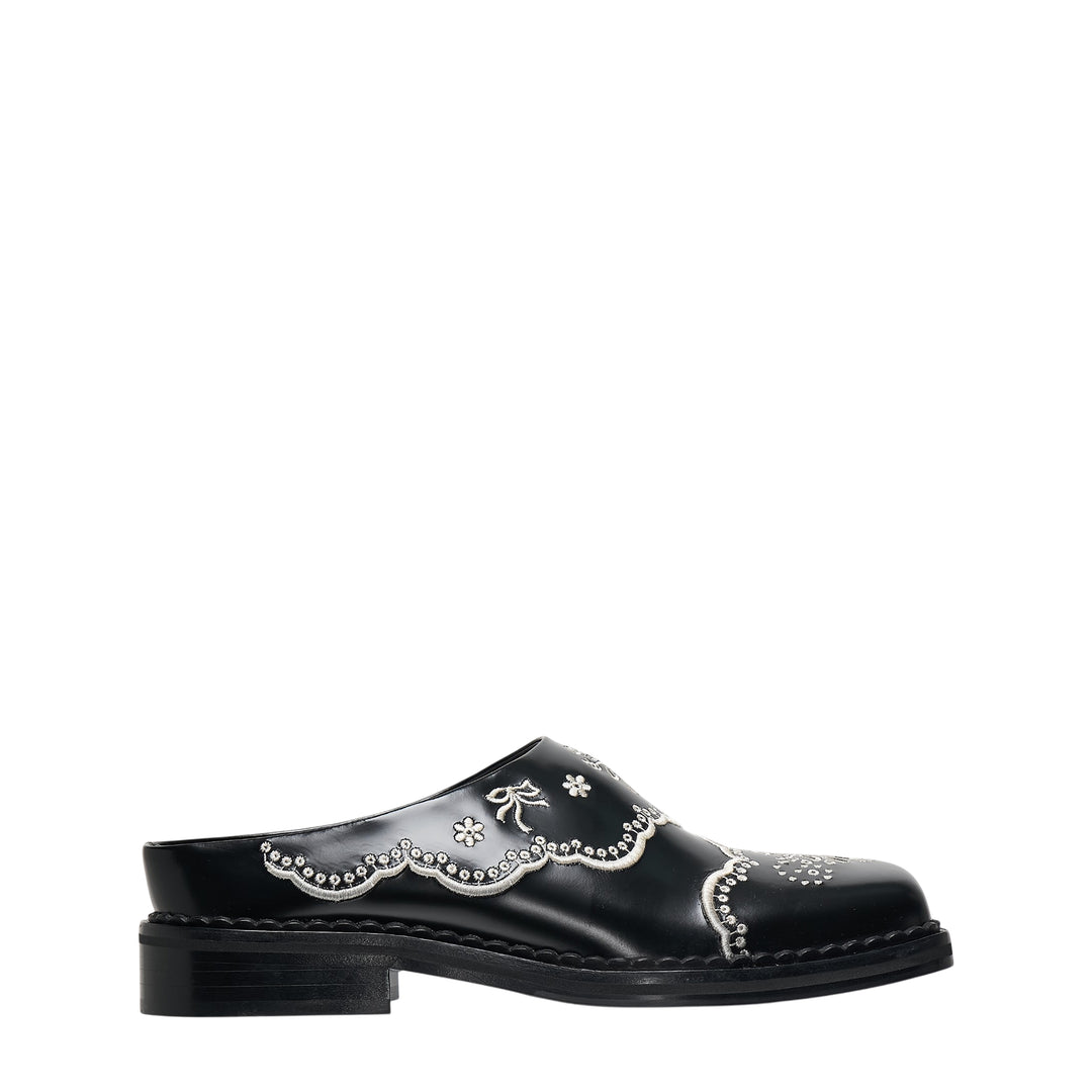 Floral Lace Leather Mule