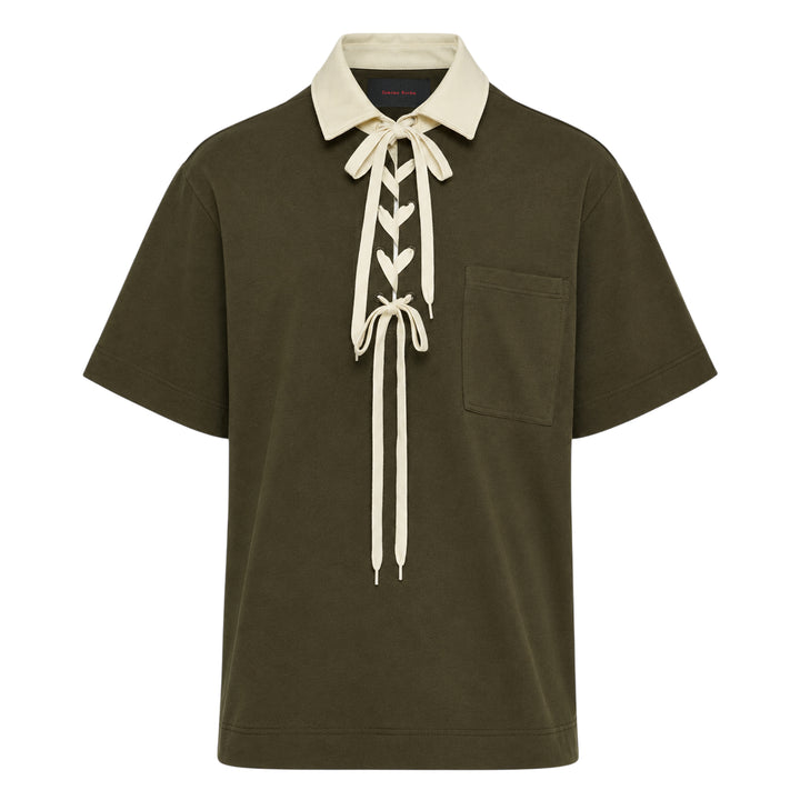 Lace-Up Structured Rugby Polo