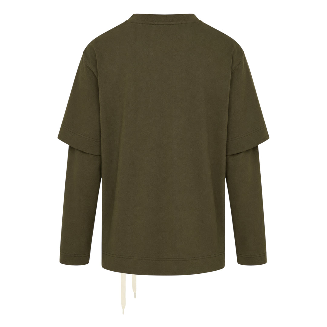 Lace Up Hem Layered Long Sleeve Tee