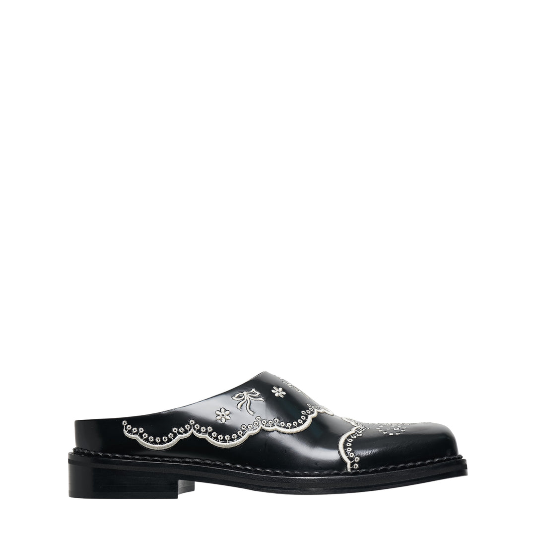 Floral Lace Leather Mule