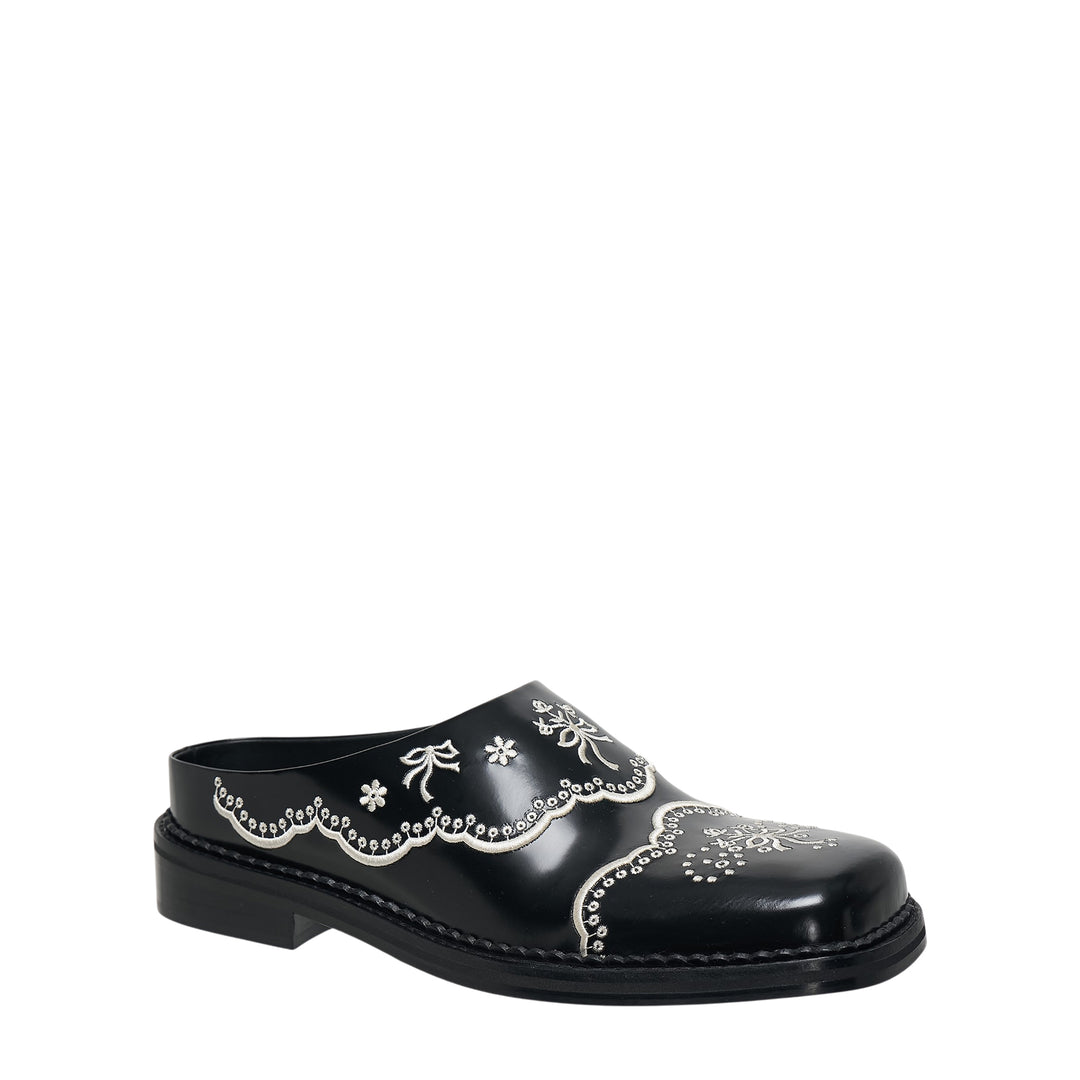 Floral Lace Leather Mule