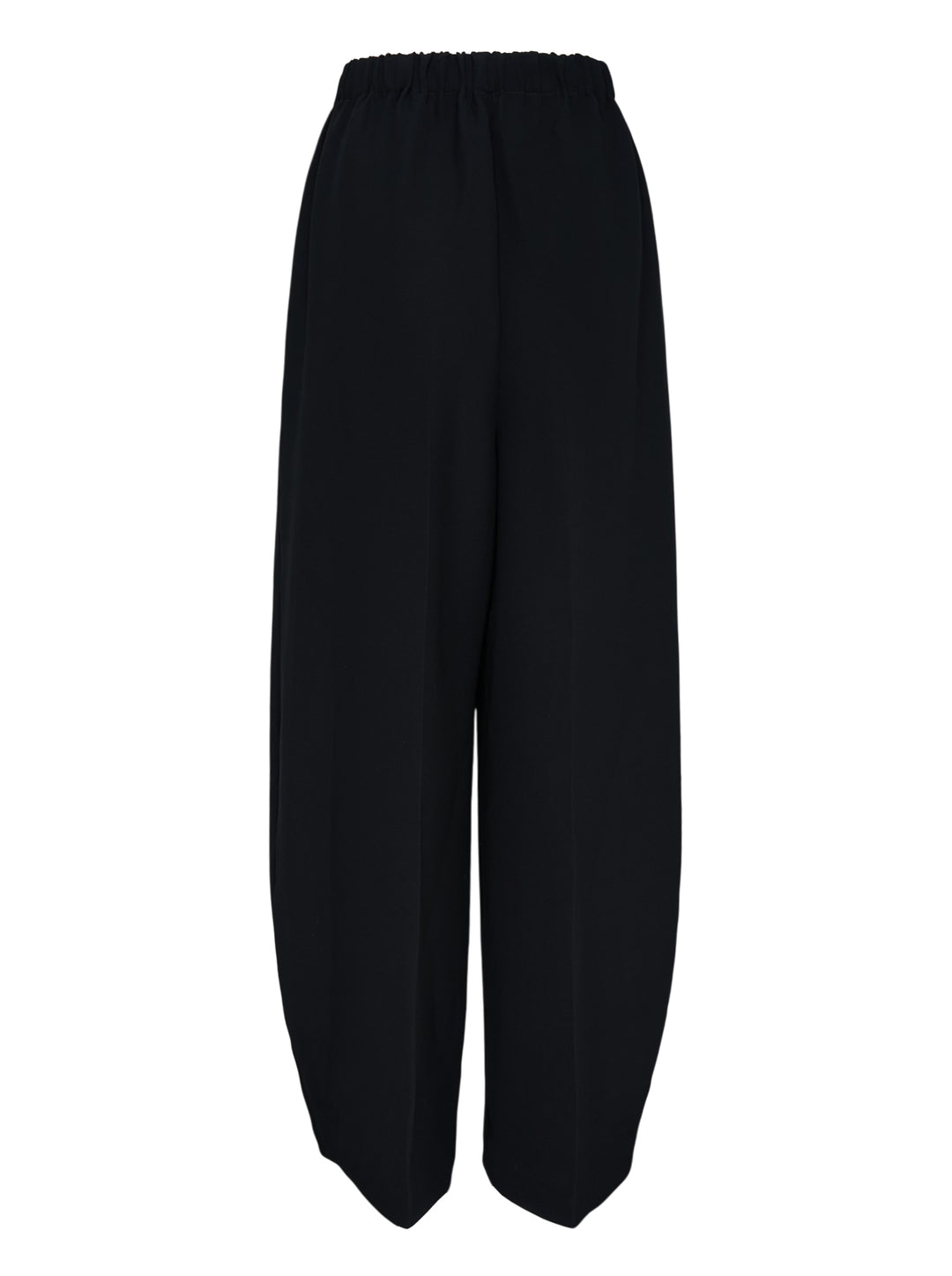 Enfold Straight Cocoon Pants in black — voluminous wide-leg silhouette with gathered elasticated waistband and tapered hem, front view on white background - view 2