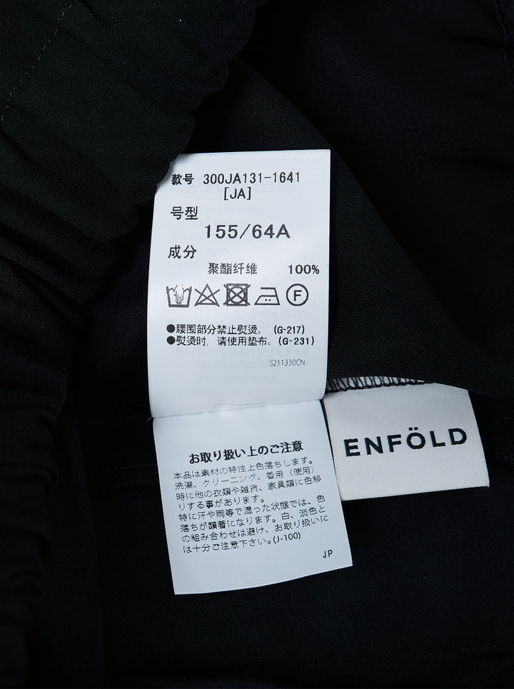 Enfold Straight Cocoon Pants in black — voluminous wide-leg silhouette with gathered elasticated waistband and tapered hem, front view on white background - view 3