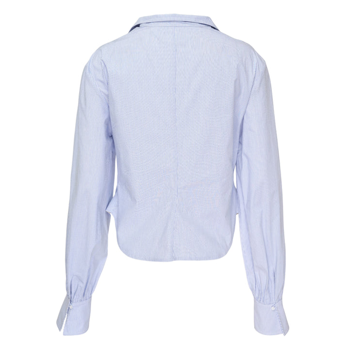 Blue Stripe Draped Layered Blouse