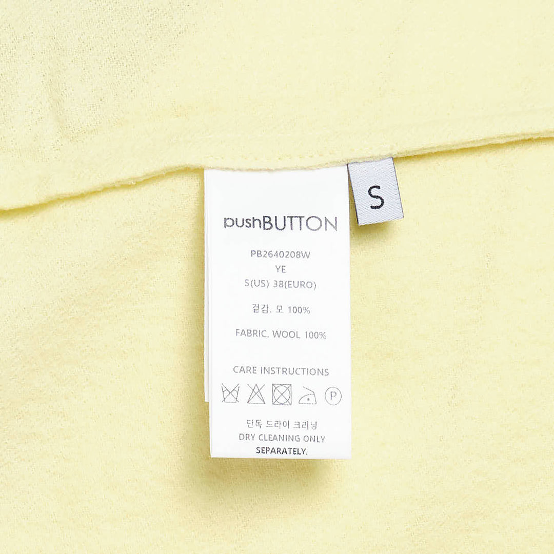 pushBUTTON butter yellow relaxed long-sleeve shirt with spread collar, tonal button-front closure, and chest patch pocket - view 3