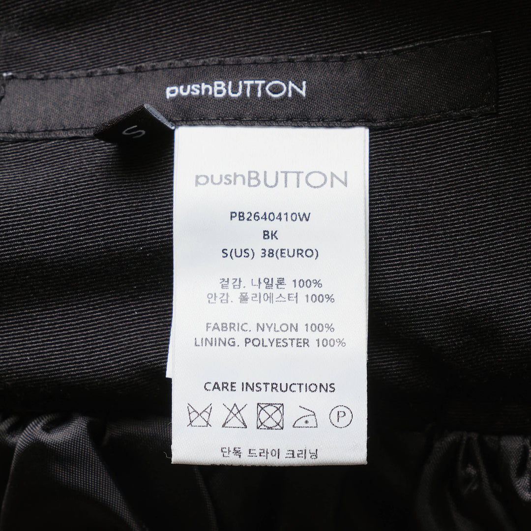 pushBUTTON black balloon volume mini skirt with wide structured waistband and dramatically gathered crinkle-textured fabric tapering at the hem - view 3