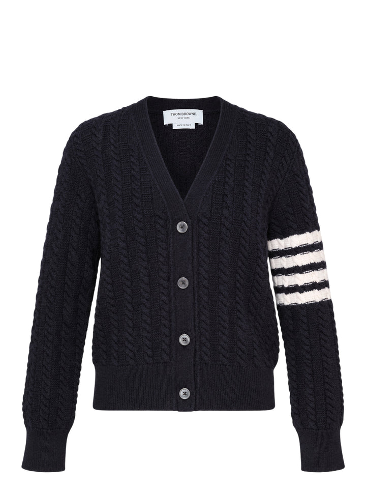 Thom Browne Cable Knit 4-Bar Cardigan