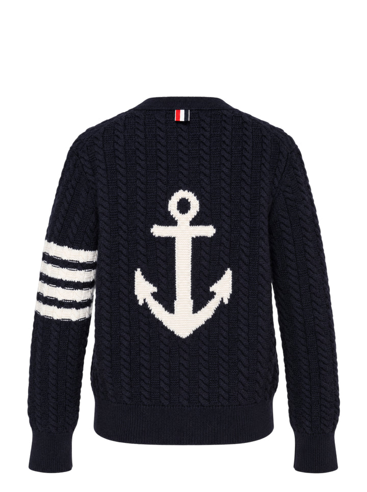 Thom Browne Cable Knit 4-Bar Cardigan - view 2