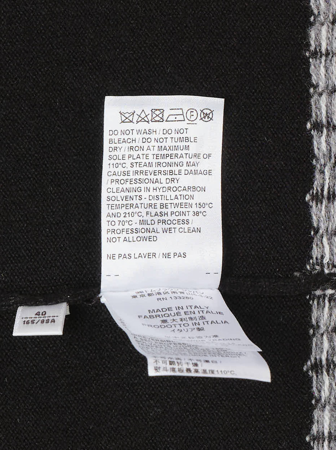 Thom Browne black crewneck cardigan with white and grey snowflake Fair Isle yoke, hem and cuffs, shown front-facing with button-through closure - view 3