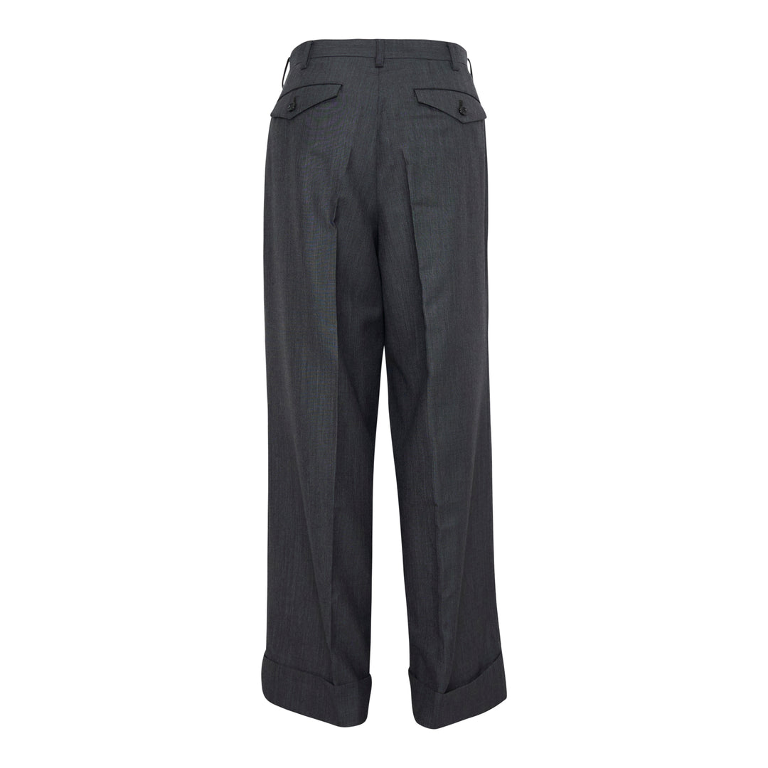 Wide Leg Pleated Wool Trousers