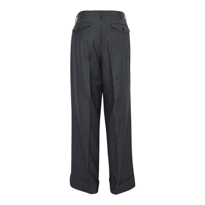Wide Leg Pleated Wool Trousers