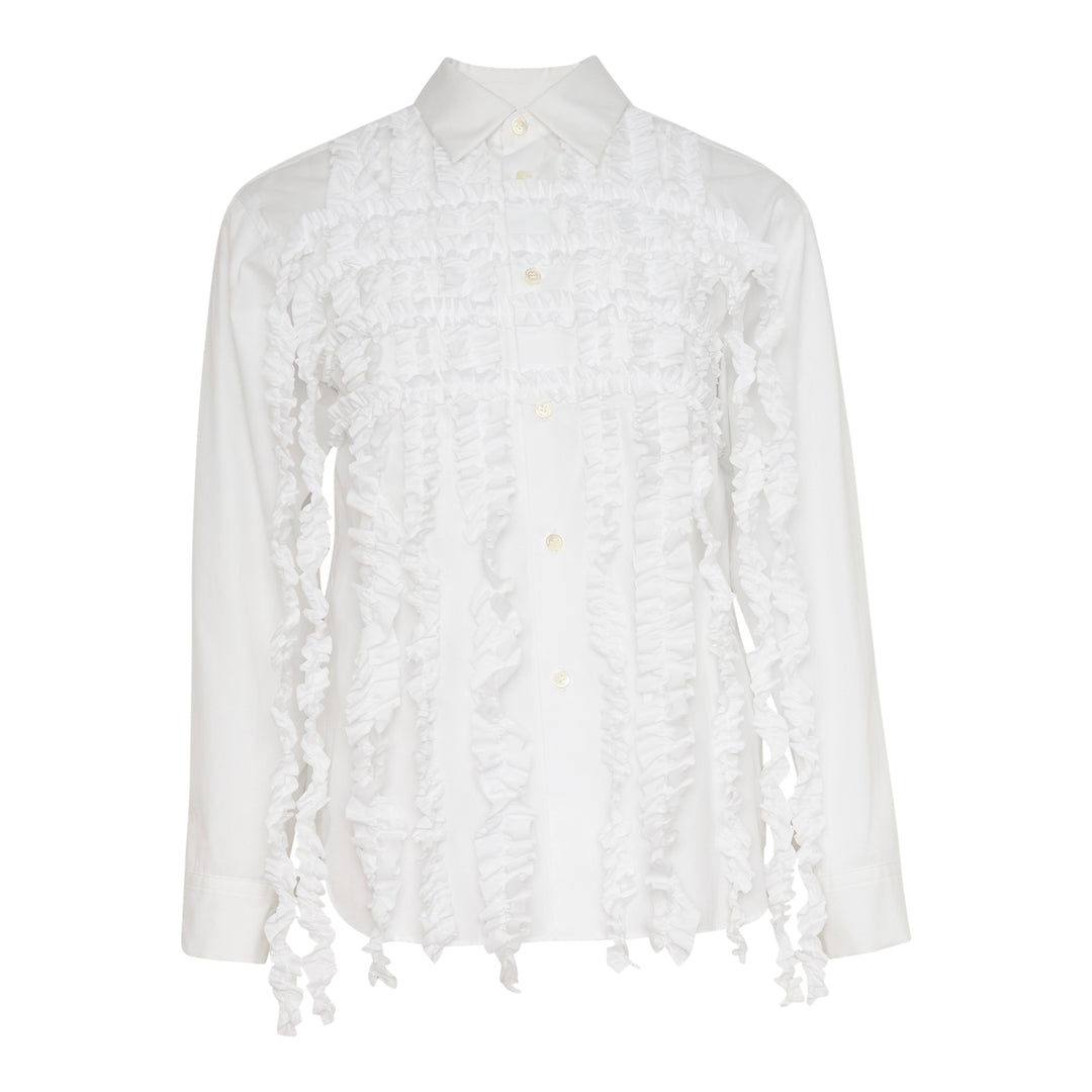 Textured Ruffle Front Blouse