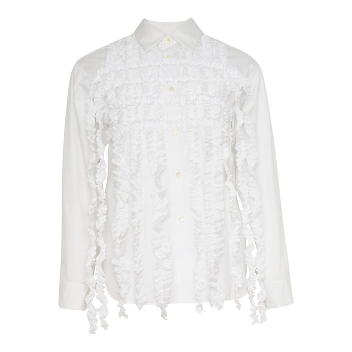 Textured Ruffle Front Blouse