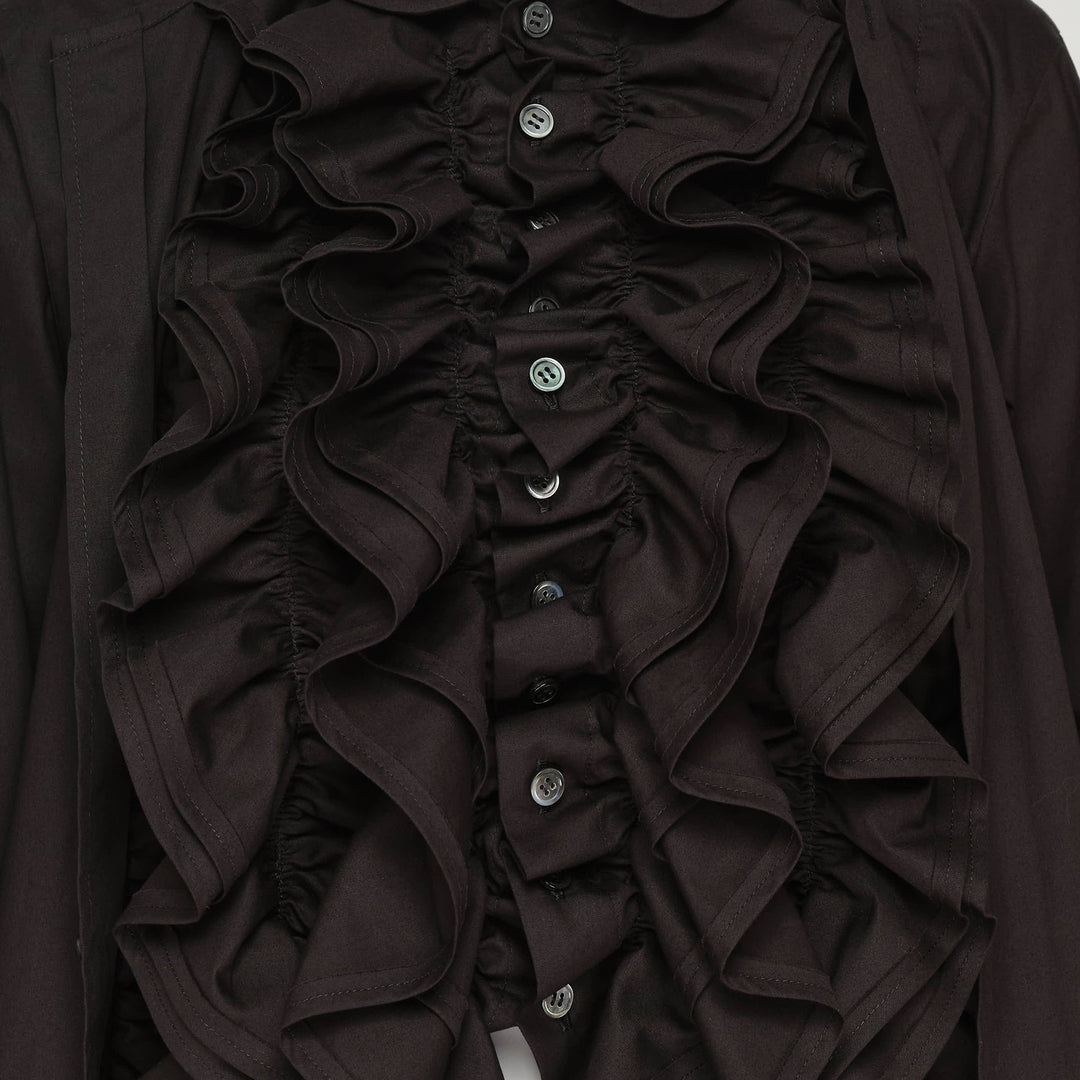 Cotton Broadcloth Ruffle Blouse