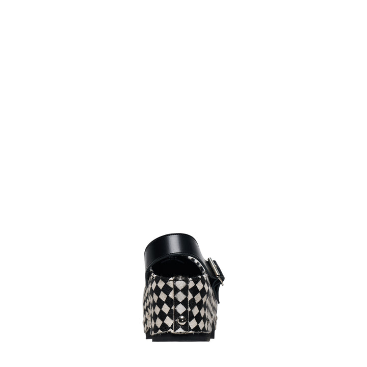Checkerboard Hair Calf Platform Clog