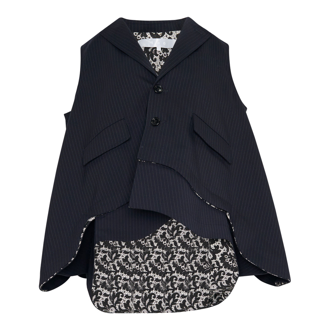 Pinstripe Lace Panel Vest