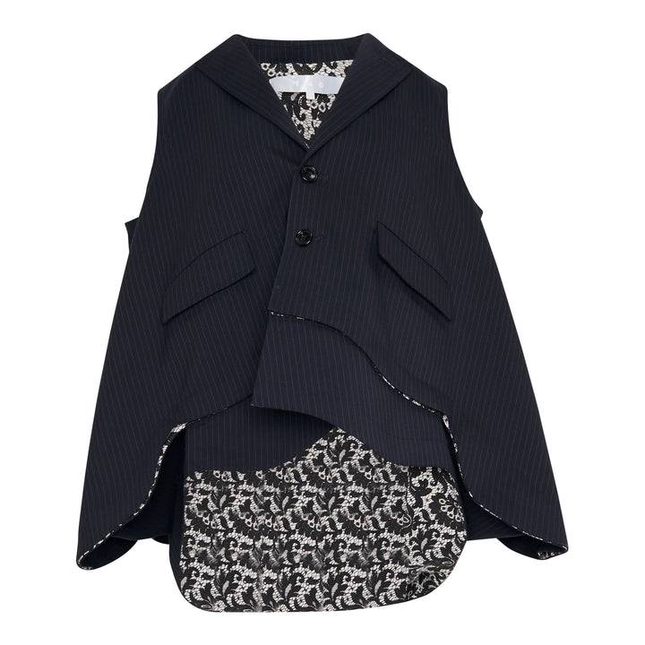Pinstripe Lace Panel Vest