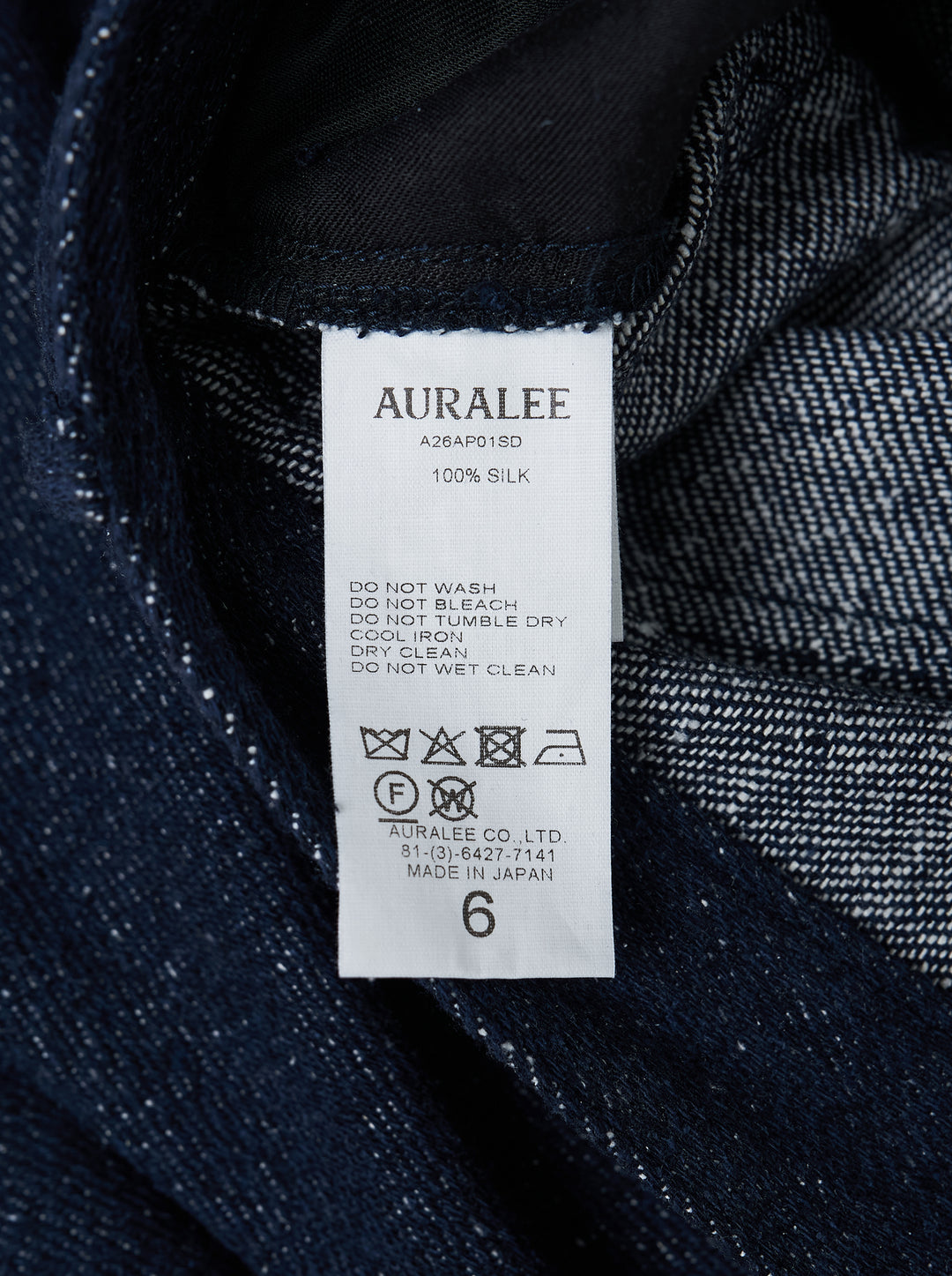 Auralee silk nep denim five-pocket wide pants in flecked dark indigo, shown front view - view 3