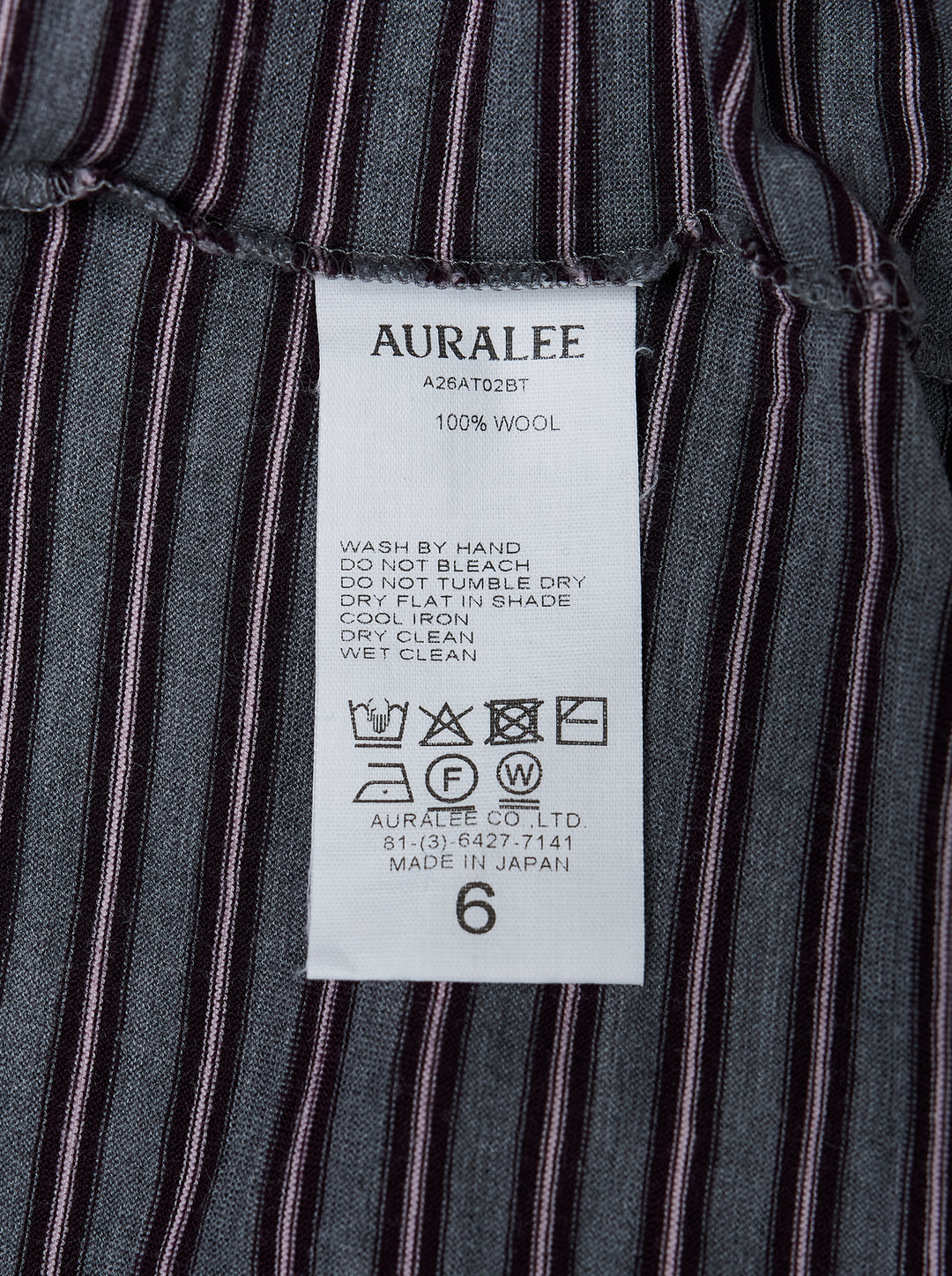 AURALEE Soft Smooth Wool Stripe Jersey Tee - view 3