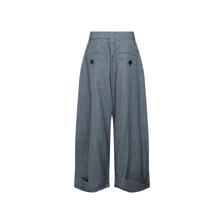 Wide Leg Plaid Trousers