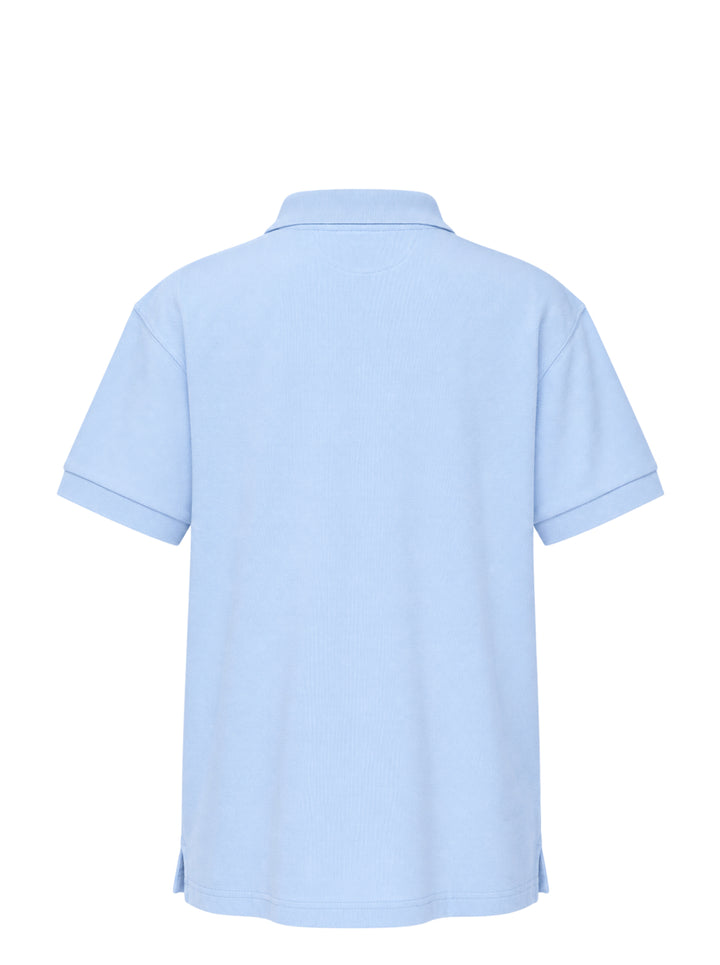 Vaquera light blue short-sleeve polo with a black flocked flapper illustration and Vaquera Paris Made in France print on the front - view 2
