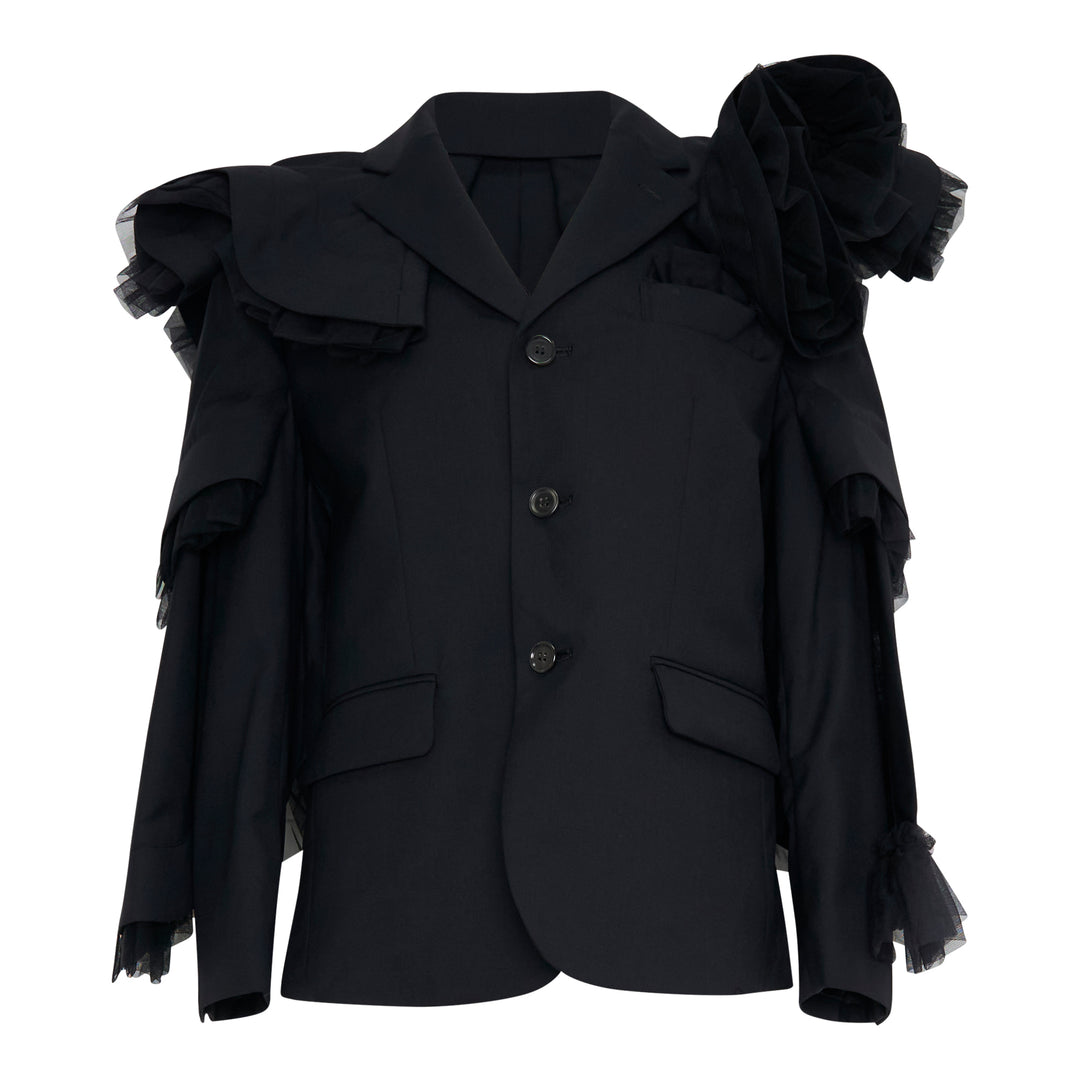 Tulle Ruffle Tailored Blazer