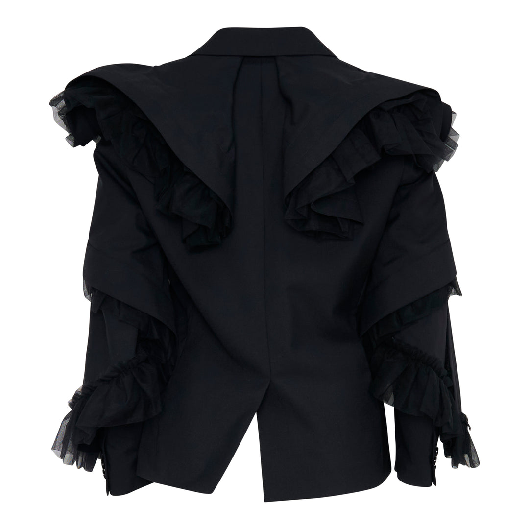 Tulle Ruffle Tailored Blazer