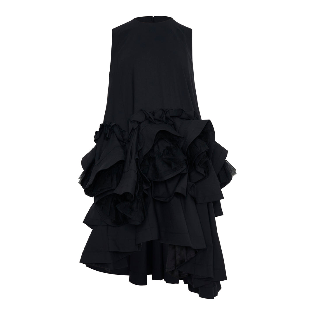 Sleeveless Cascading Ruffle Dress