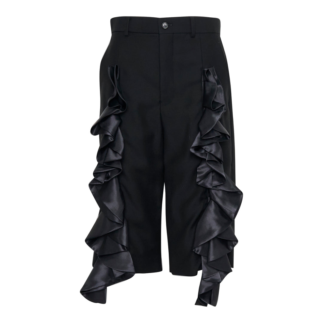 Straight-Cut Ruffle Trousers