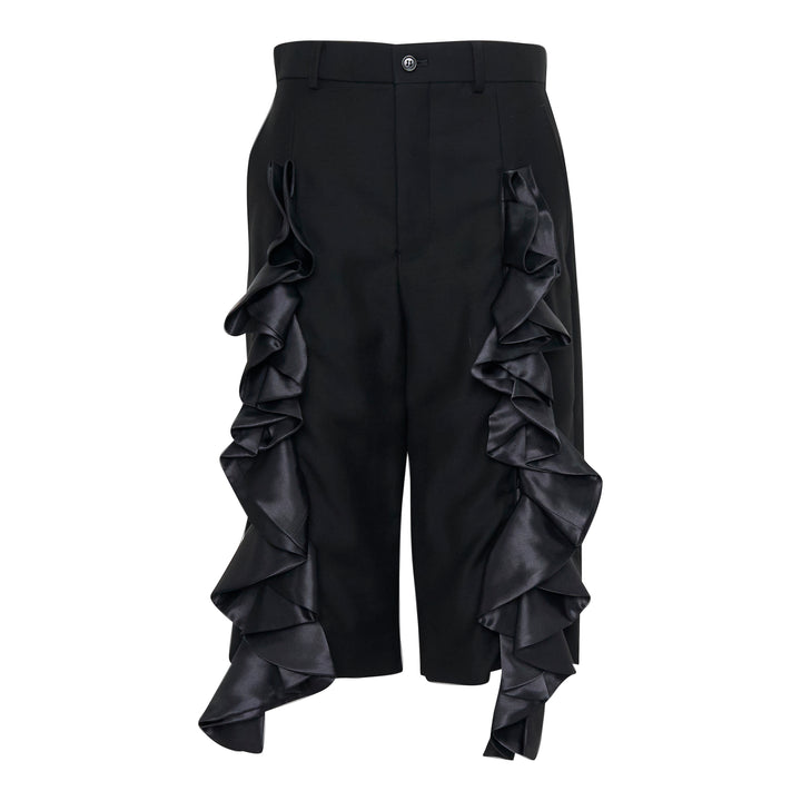 Straight-Cut Ruffle Trousers