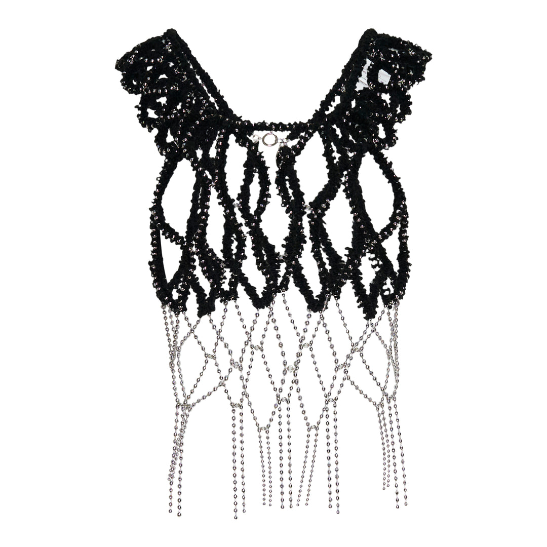 Cropped Yarn and Chain Vest