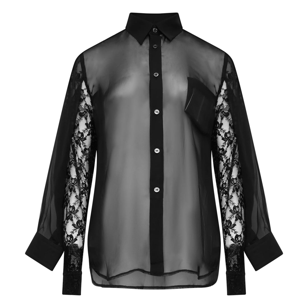 Sheer Lace Panel Blouse