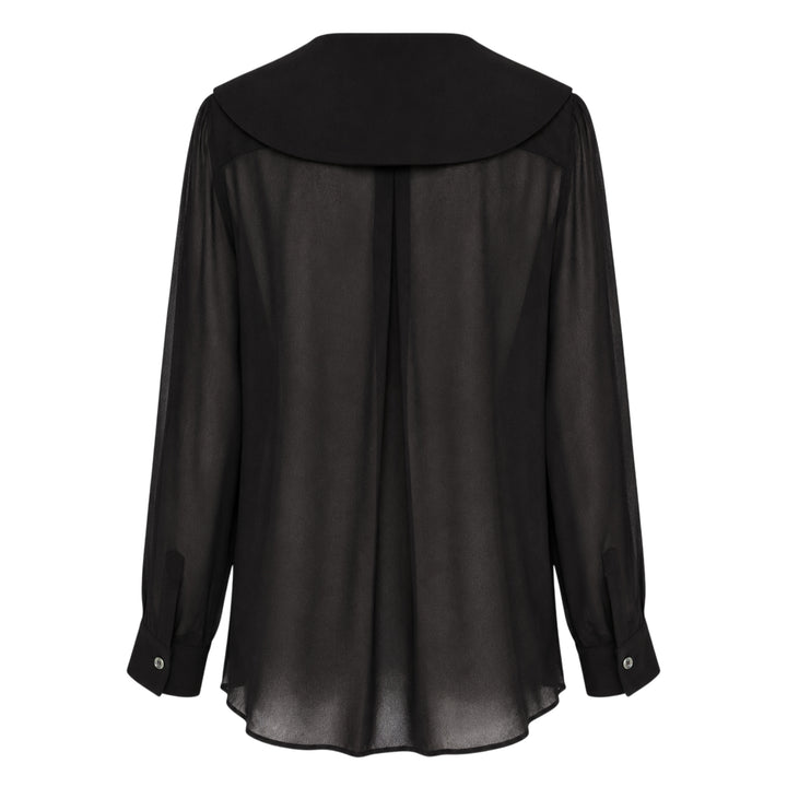 Sheer Blouse With Oversized Collar