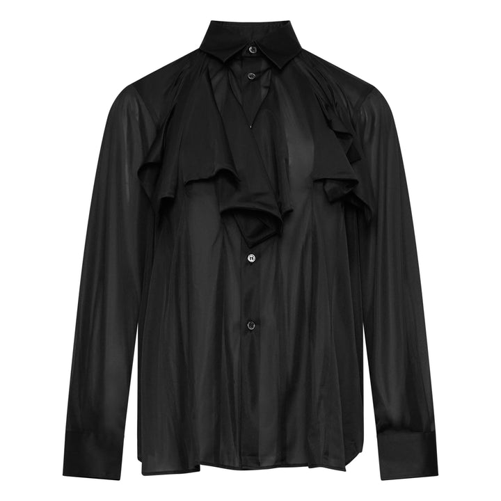 Flounce Collar Sheer Blouse