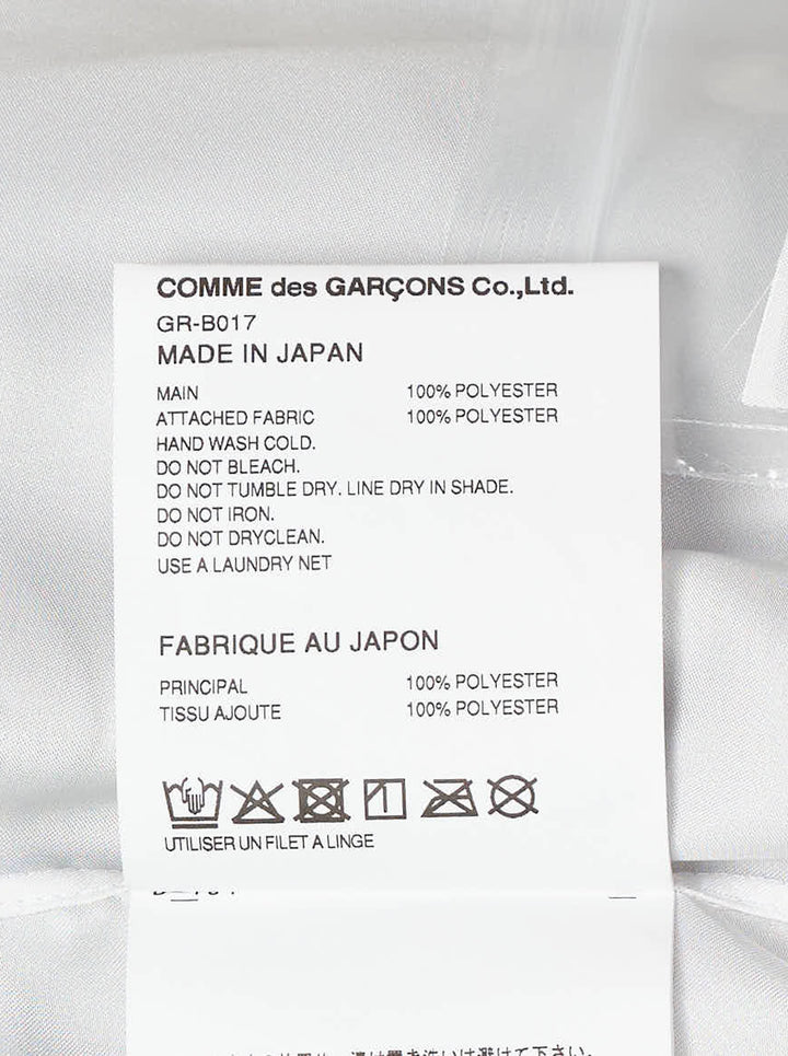 Black sheer button-up shirt with ruched gathered sleeve panels and a chest pocket by Comme des Garçons - view 3