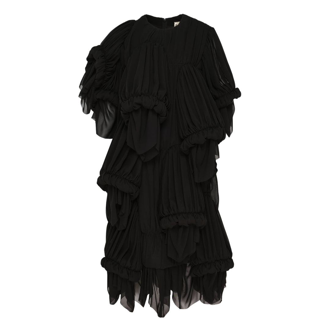 Tiered Draped Cascading Dress