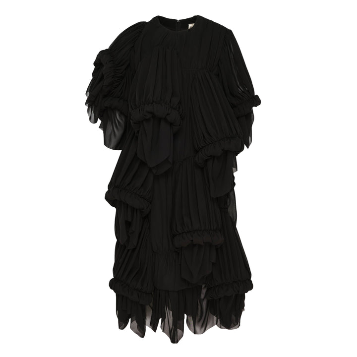Tiered Draped Cascading Dress