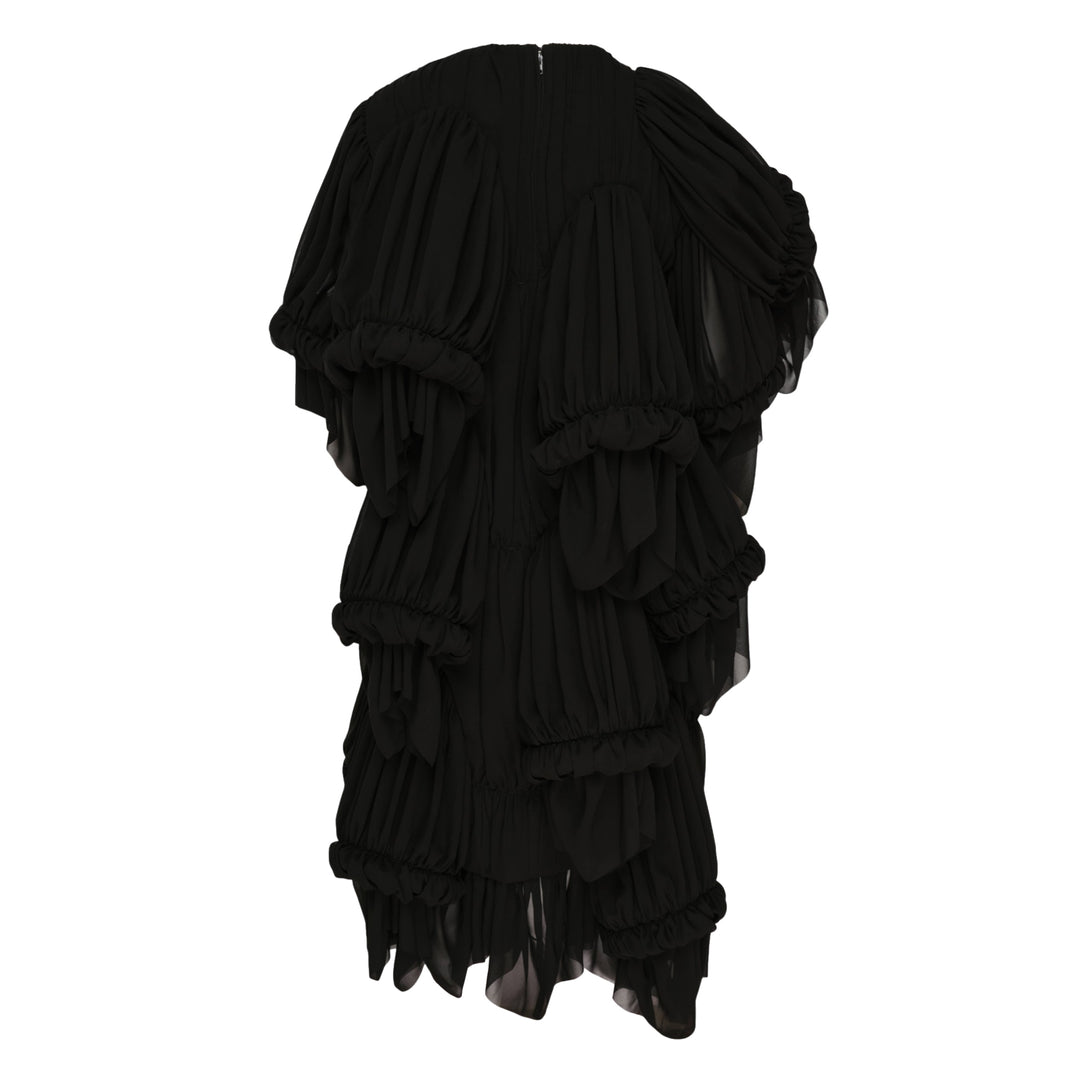 Tiered Draped Cascading Dress